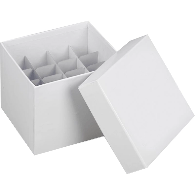 Heathrow Cardboard Tube Storage Box Partition / Divider 16 Well 50mL Tubes, White HS2860P