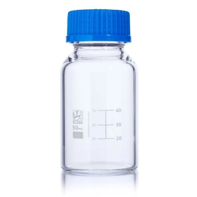 Globe Scientific 50mL Media Bottle, Globe Glass, 10/Box 8100050