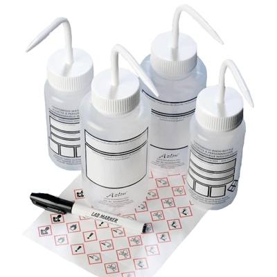 Wash Bottle, Wide Mouth, 500mL, LDPE, Do-It-Yourself, Write-On-Panel, Safety Vented #WGW002VTML