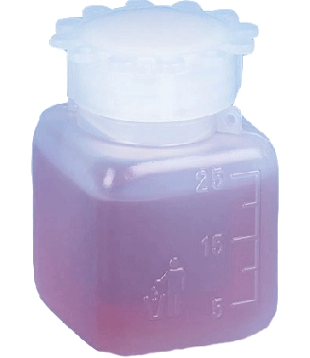 Screwcap, Wide Mouth, Square, Graduated, PE (Cap: PP), 25mL BOX/100 #600608