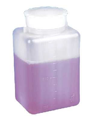 Screwcap, Wide Mouth, Square, Graduated, PE (Cap: PP), 1000mL BOX/20 #600613