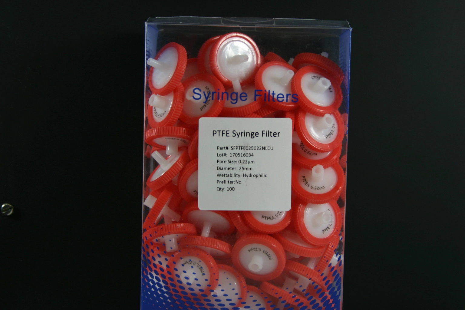 Syringe Filter Hydrophilic PTFE 25mm, 0.2um,Qty 100