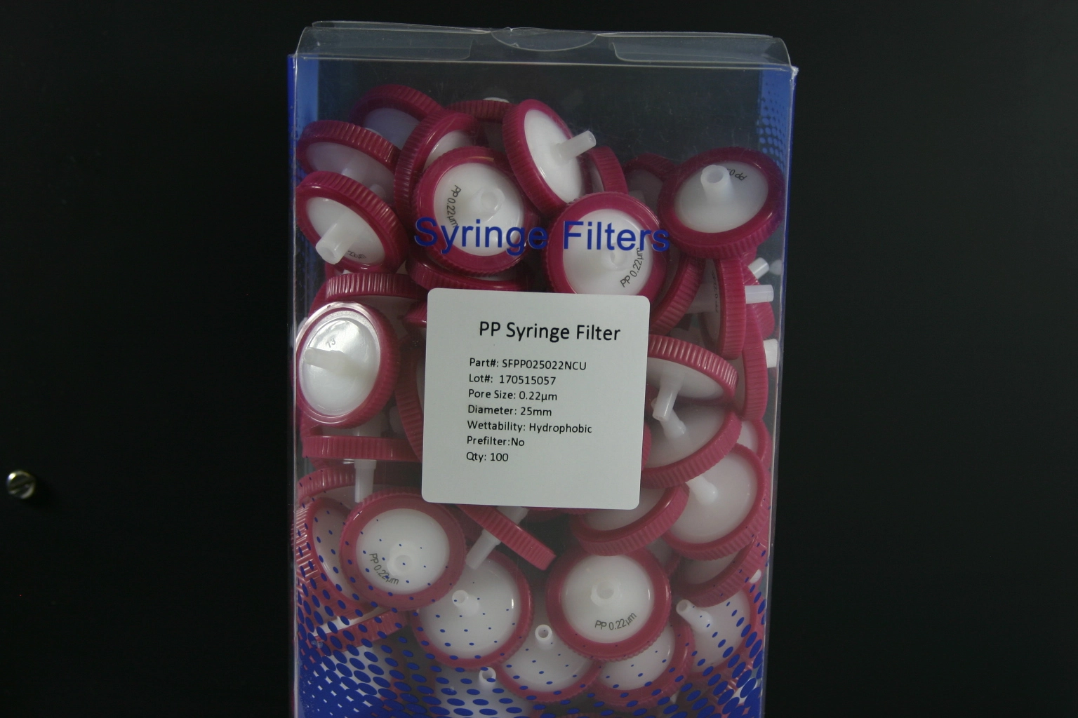 Syringe Filter Hydrophobic PP 25mm, 0.2um,Qty 100