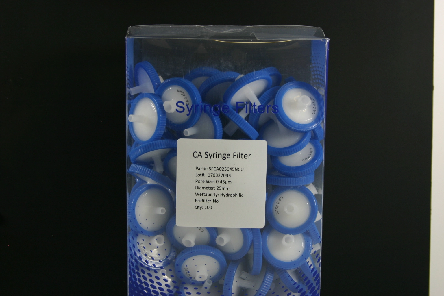 Syringe Filter Cellulose Acetate 25mm, 0.45um,Qty 100