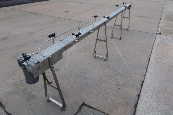 4.5 In. X 16 Ft. Long Motorized Bottle Conveyor, Stainless Steel Frame