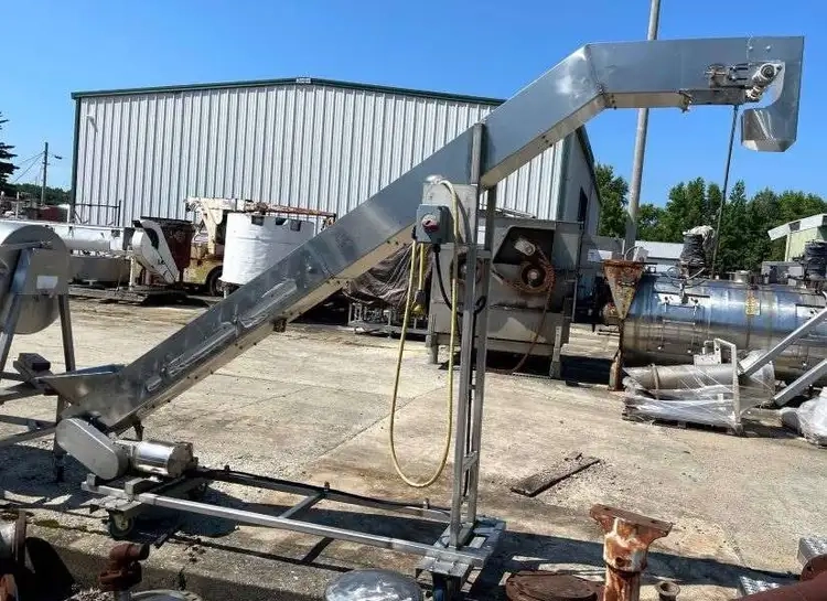 Portable Stainless Steel Belt conveyor 10" wide. 81" high Discharge