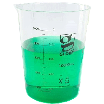 Globe Scientific 10000mL Beaker, Low Form, Graduations, PMP Griffin Style, 1/Each