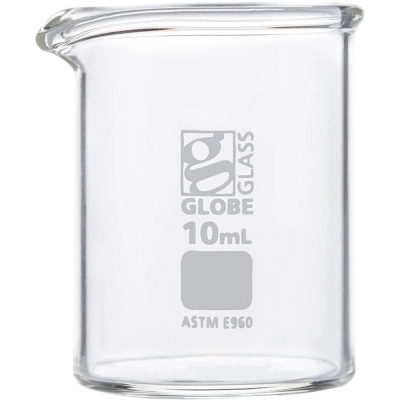 Globe Scientific 10mL Beaker , Globe Glass, Low Form Griffin Style,12/Box #8010010
