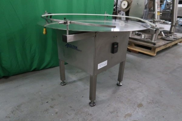 48 In. Diameter Accutek Stainless Rotary Unscrambling/ Accumulating Table, Variable Speed