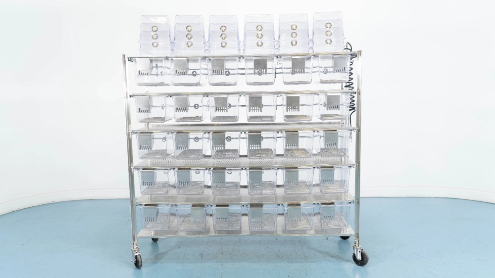 Stainless Steel Rat Rack w/ Plastic Cages