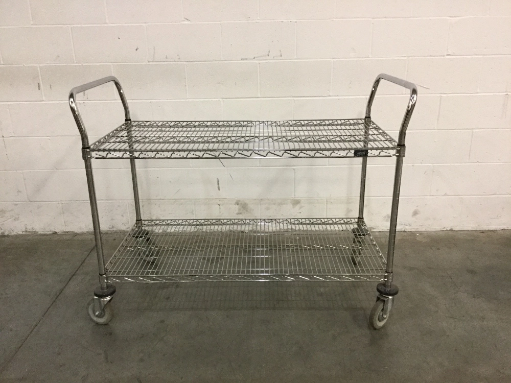 Nexel 2 Tier Portable Wire Shelving Cart