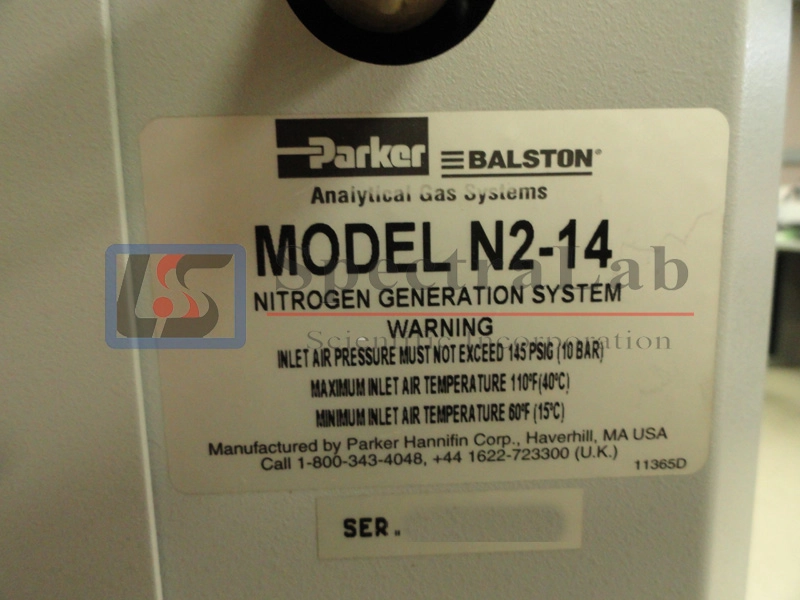 Parker Balston Analytical Gas Systems Nitrogen Generation System MODEL