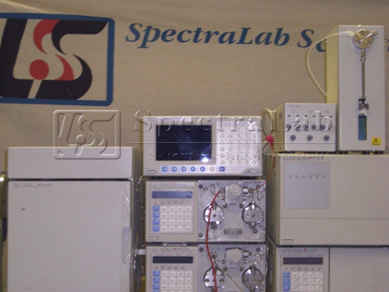 Shimadzu HPLC System with LC-10AD pump, SIL-10AXL Autoinjector and SPD-10A UV/vis Detector