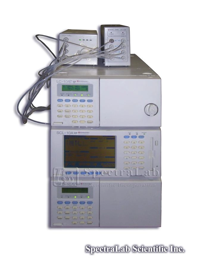 Shimadzu VP HPLC System with LC-10AT, SCL-10A, FCV-10AL, GT-104 and SPD-10AV UV/Vis Detector