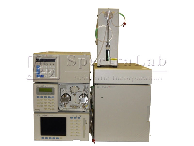 Shimadzu VP HPLC System with LC-10ADVP pump, SIL-10AXL Autoinjector and SPD-10A UV/vis Detector