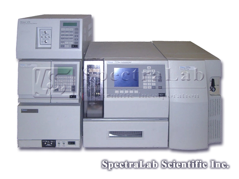 Waters HPLC system with 1525 Binary Pump, 717 Plus Autosampler, 2487 UV/Vis, 474 FLD or 2996 PDA