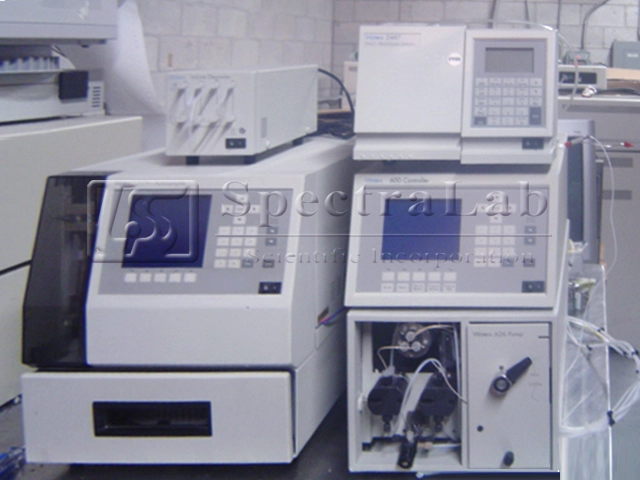 Waters HPLC system with 600 Pump, 717 Plus Autosampler, 2487 Dual &lambda; Absorbance Detector and Degasser