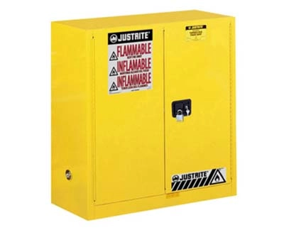 22 Gal Yellow Flammable Cabinet, Under Counter, 2 Self-Close Doors, 892320