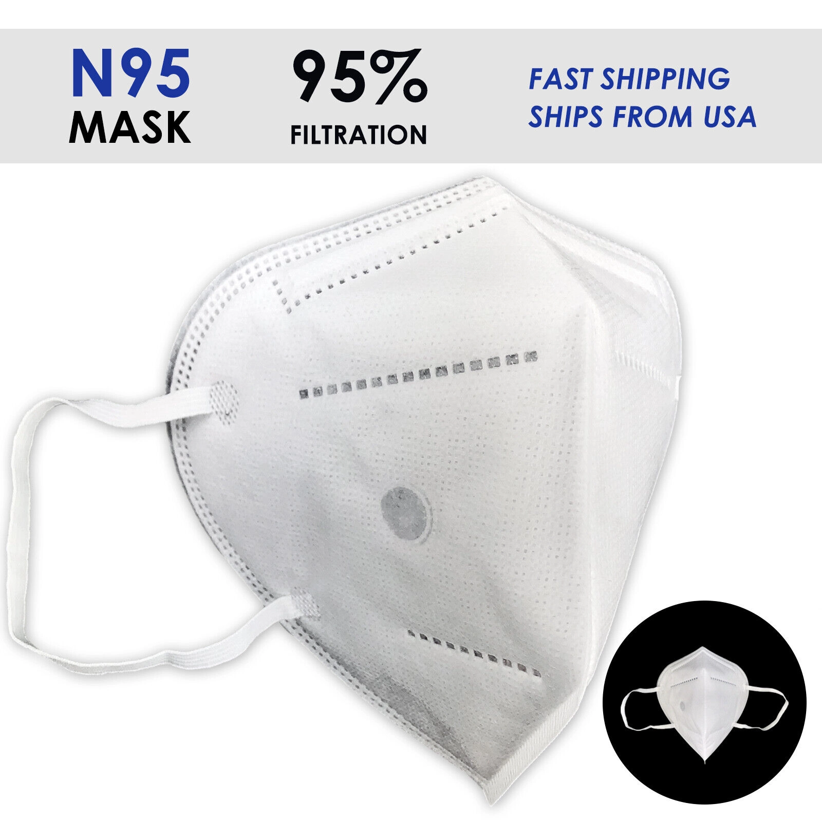 N95 Respirator Disposable Face Mask  (5-50 Pack)