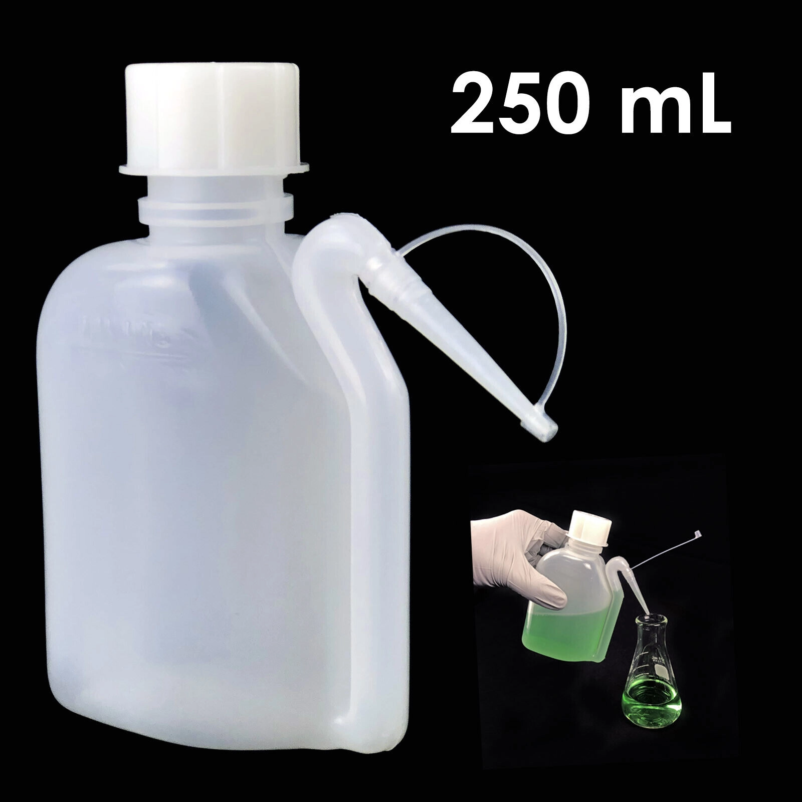 250 mL Capacity LDPE Squeeze Wash Bottles, W/ Inte