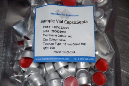 Membrane Solutions 11mm Aluminum Crimp Closures/PTFE/White Silicone Septum &ndash; Natural Cap Color 1109