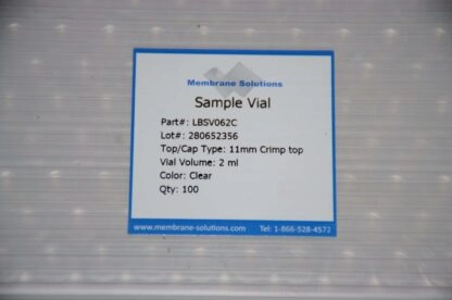 Membrane Solutions  11mm Large Opening Crimp Vials/1.8mL Clear Vial w/ Writing Patch 1102