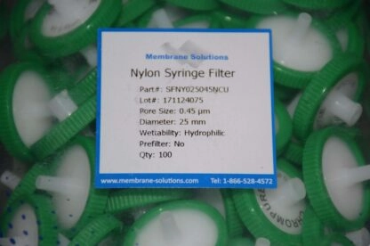 Membrane Solutions Nylon Syringe Filter Size 25mm, Pore Size 0.45um SSI-1205