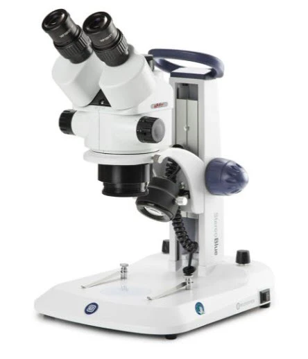 Globe Scientific Trinocular stereo zoom microscope Stereo, Blue, 0.7x to 4.5x zoom obj., w/camera
