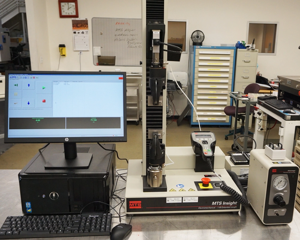 MTS Insight 1kN (225lbf) 1EL tensile and compression testing machine with Extended frame, 3 load cells, Pneumatic grips,  and Testworks 4 software (4353)