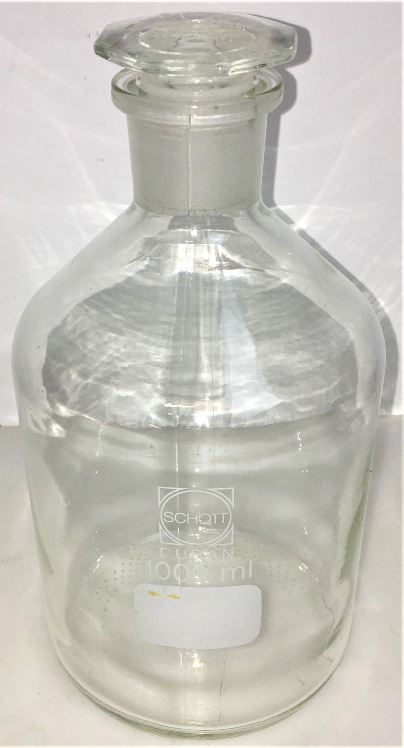 Schott Duran 21-165-54-04 Narrow Neck Reagent Bottle with Stopper - 1L