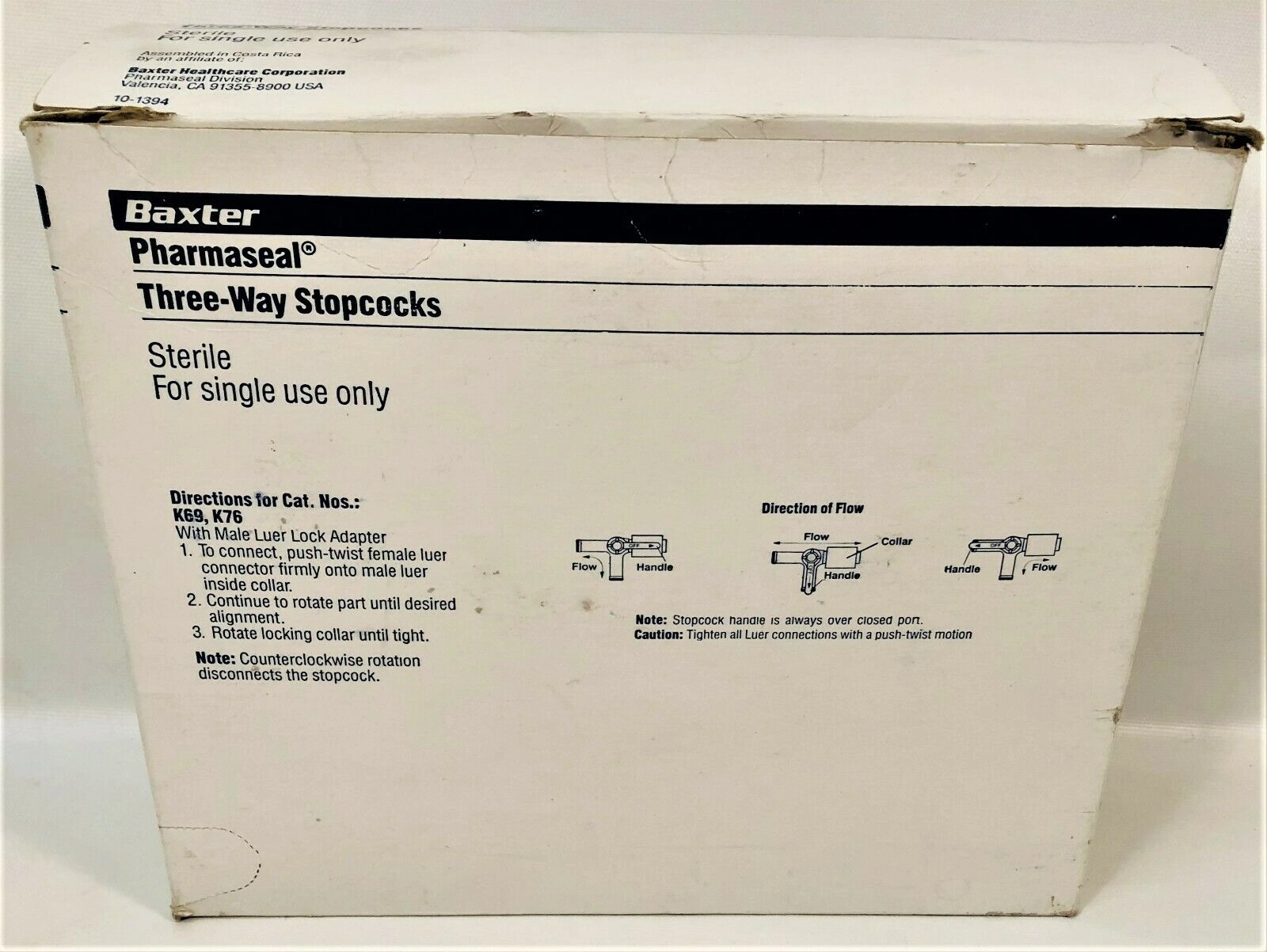 Baxter Pharmaseal K76 3-Way Intravenous Stopcocks (Box of 50)