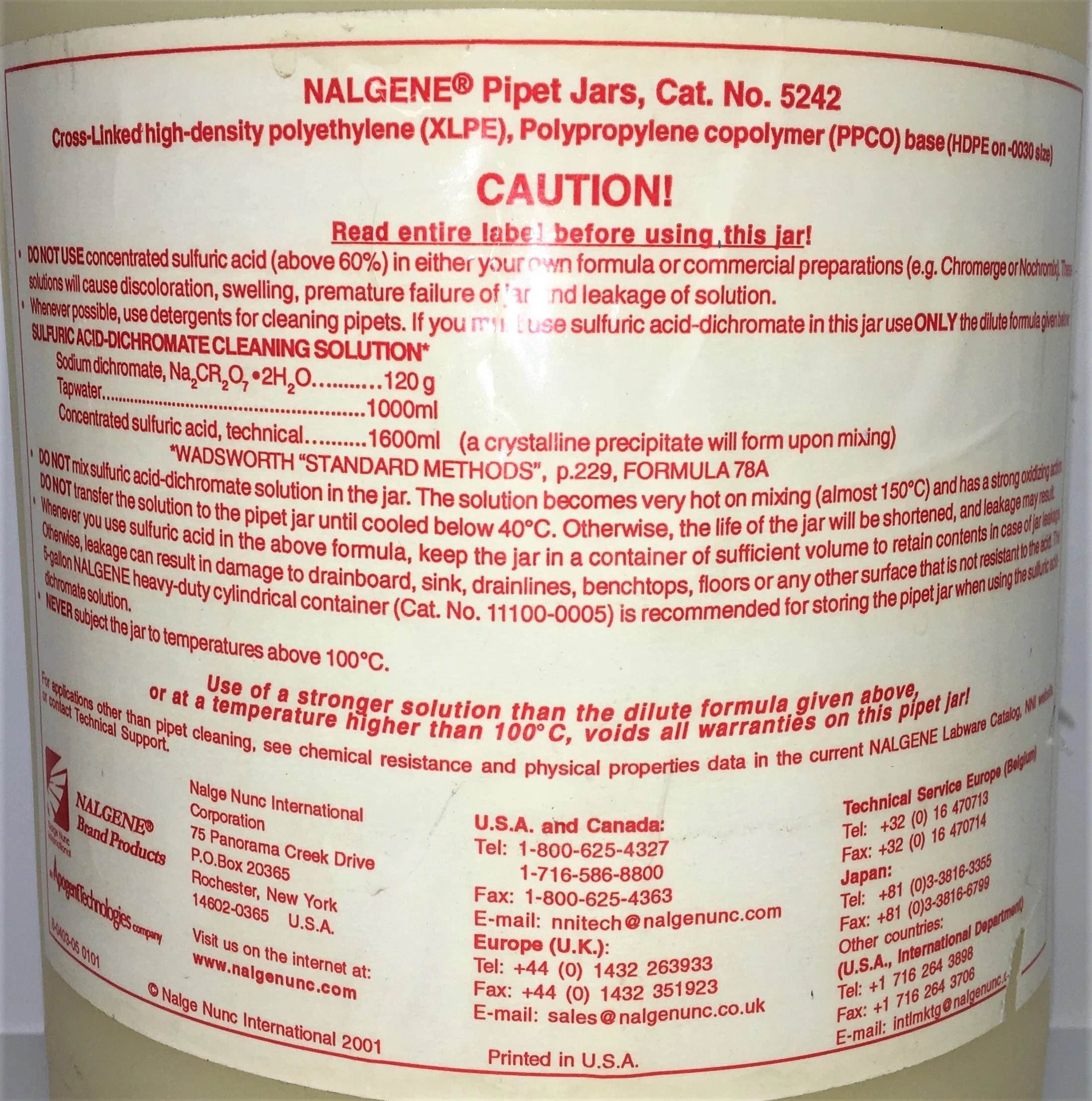 Nalgene 52420050 Pipet Cleaning Jar