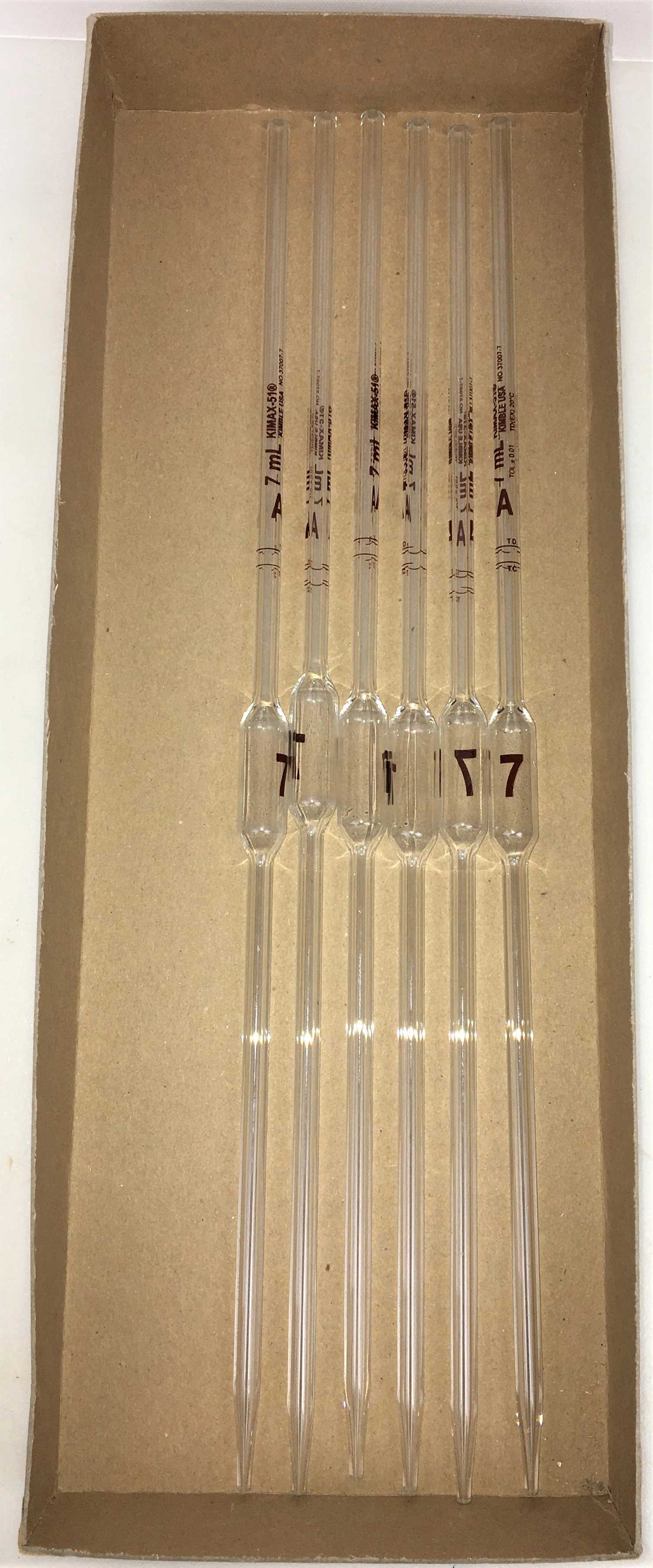 Kimble 37007-7 KIMAX-51 Volumetric Pipet, Class A - 7mL (Pack of 6)