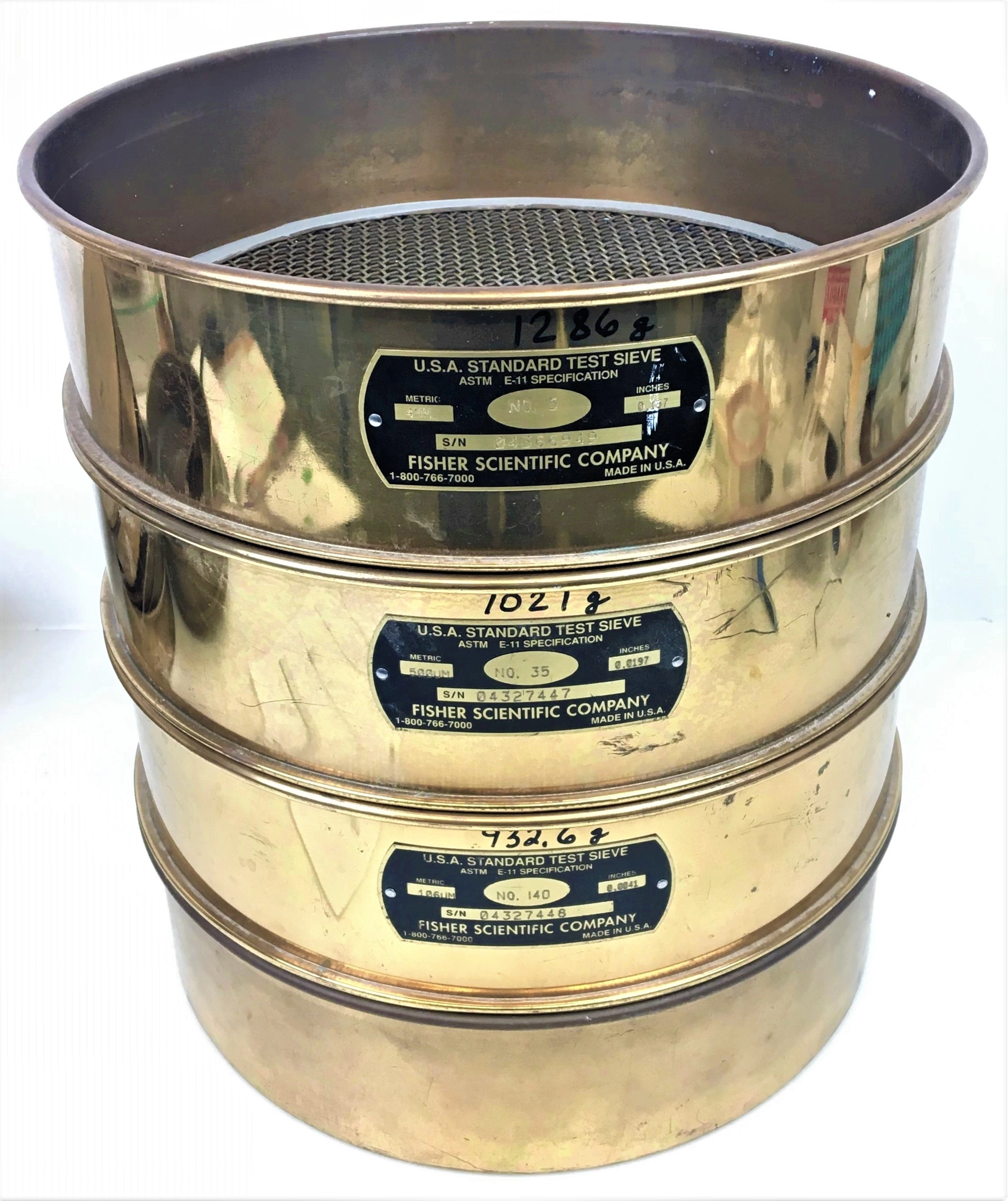 Fisher 12" All Brass US-Std Sieve Kit (Set of 3)