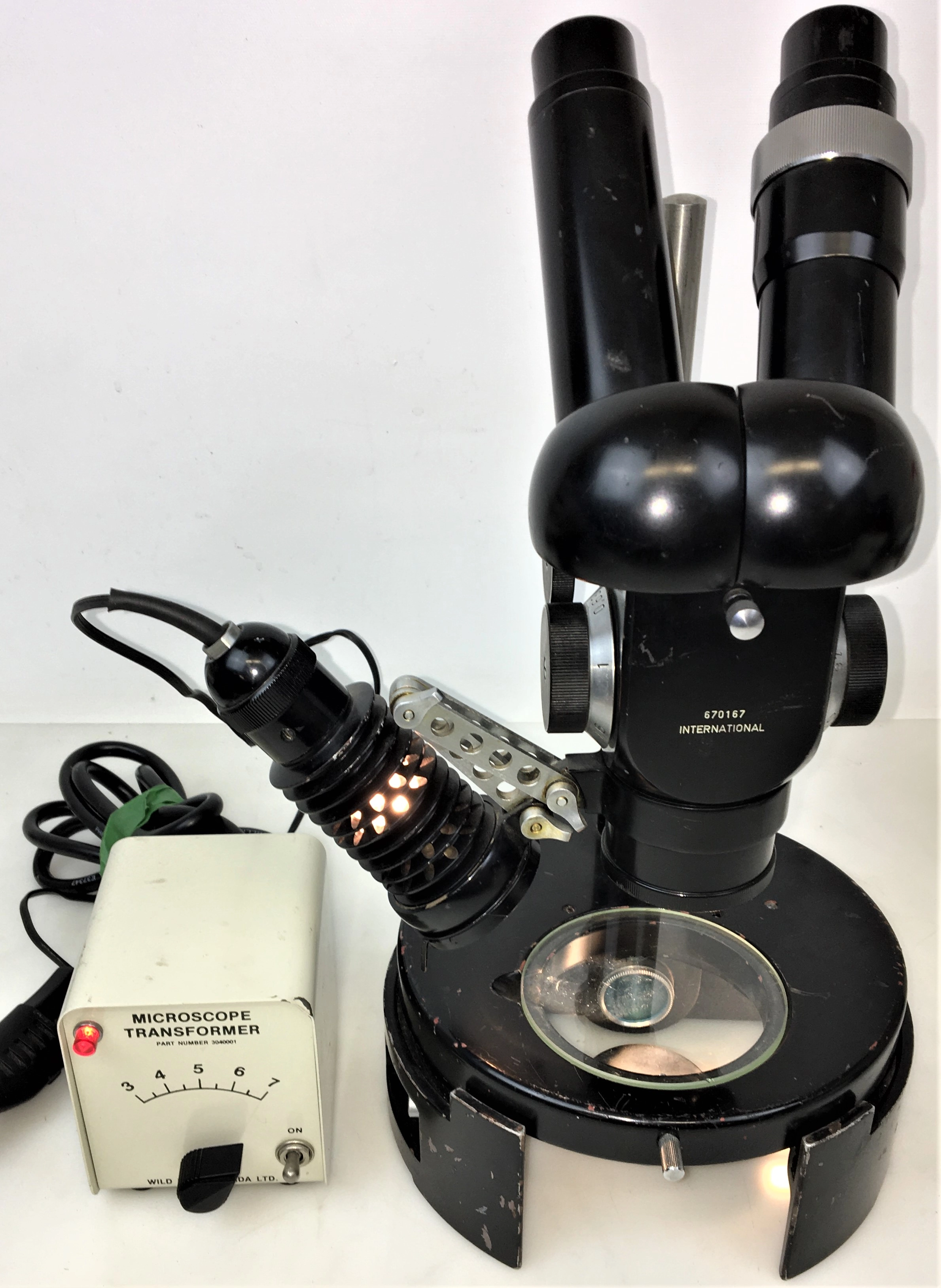 International Binocular Stereo Microscope with Variable Transformer and Lamp - 7.56X to 48X