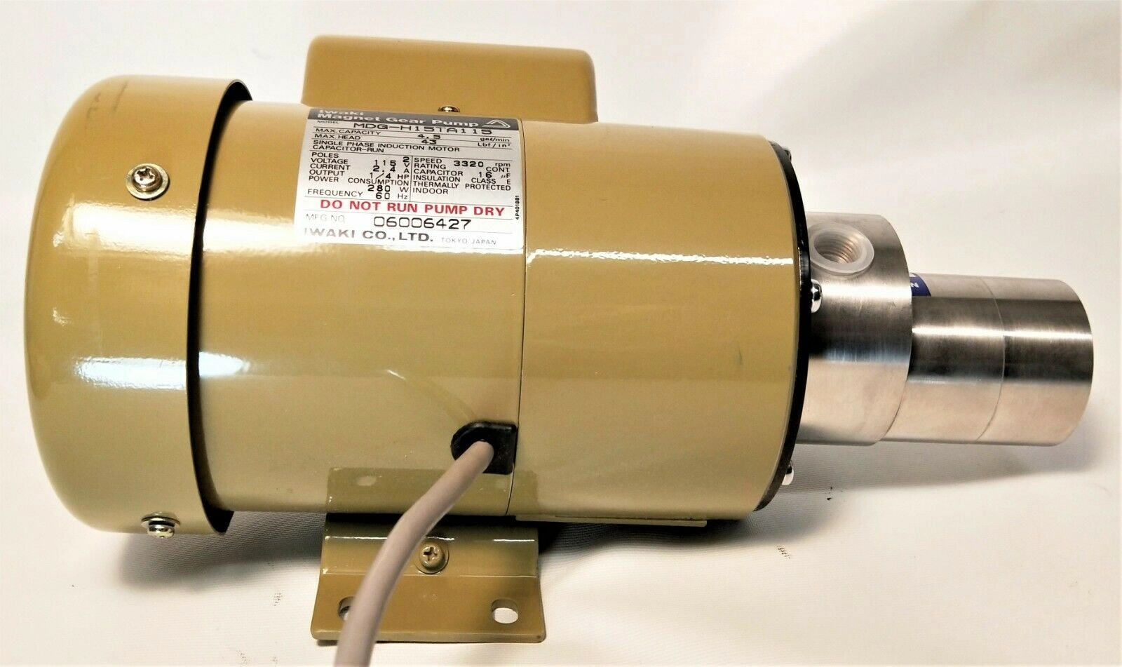 Iwaki MDG-H15TA115 Magnetic Gear Pump