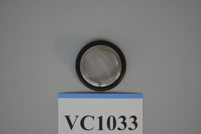 Vacuum Components | KF40 Centering Ring with Concave Meshed (400Mesh/In&sup2;) #304 Viton (Black)