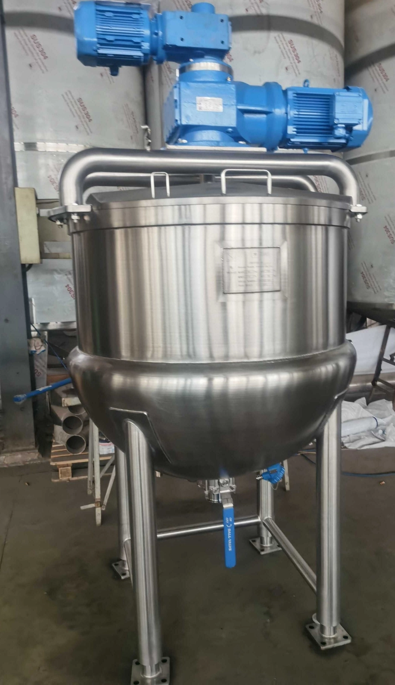 New 100 Gallon Stainless Steel Jacketed Kettle with Double Motion Scrape Agitation