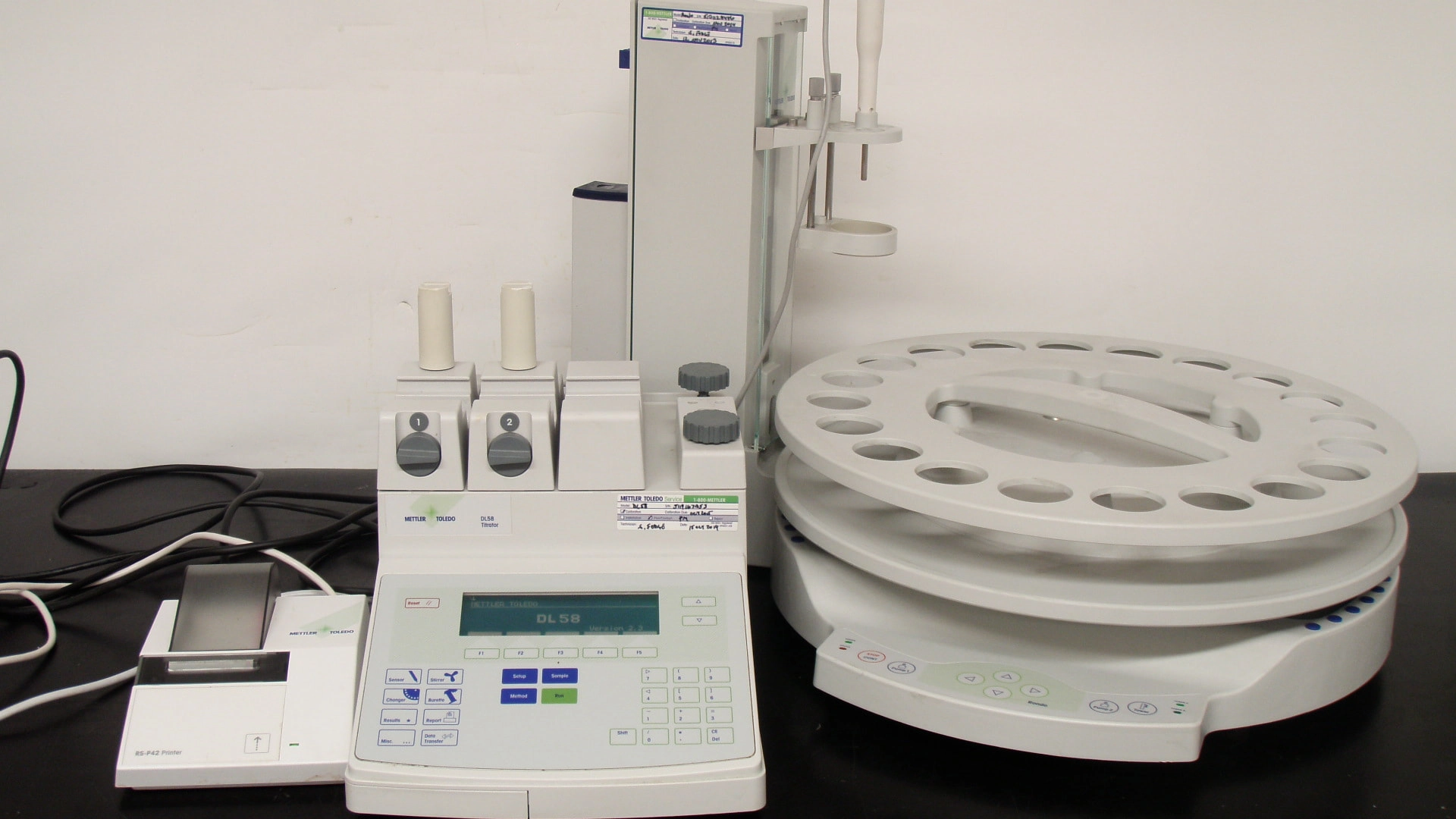 Mettler Toledo  Titration System #2, Tested!  DL58 Titrator, Rondo Sample Changer, RS-P42 Printer