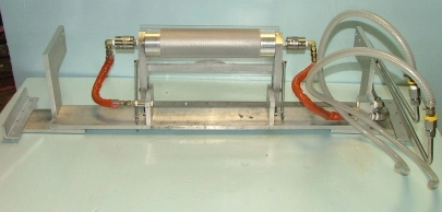 SHEET ROLL APPRATUS 3" X 13" WITH HIGH PRESSURE ROTARY UNIONS ALUMINUM CONSTRUCTION WITH PLEXIGLASS