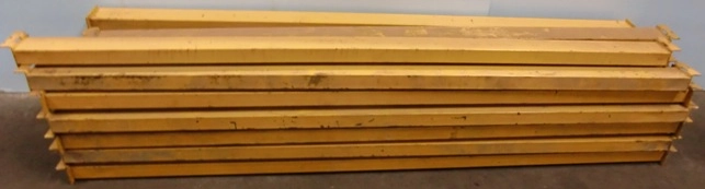  PALLET BEAMS 98 ¾" X 4 1/8" YELLOW L BRACKETT 2 SLOTTED HOLE 2 SQUARE HOLE 2 OPEN RECTANGULAR SLOT