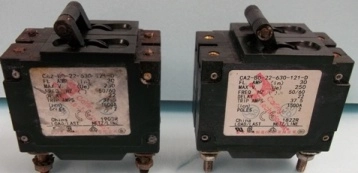 CARLING TECHNOLOGIES, BREAKER SWITCH, NO: CA2-BO-22-630-121-D, FL AMP IN 30, MAX VOLTS: UE 250, HER