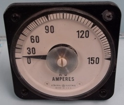 GENERAL ELECTRIC A-C AMMETER TYE AB-30 CAT NO 50-105141-L6PZ1 FULL SCALE 5 A CT RATIO 30 :1 CYCL