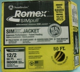 SOUTHWIRE ROMEX BRAND SIMPULL SIM (SLIKQWIK INFUSED MEMBRANE) JACKET REDUCED BURN-THRU REAL ROMEX TY