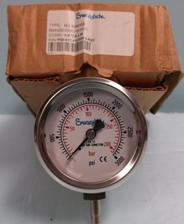 SWAGELOK TYPE: GI GAUGE RANGE: 3000 PSI/BAR CONN: &frac14;" TA LM : PGI-63C-PG3000-LAQX 5113 1493132