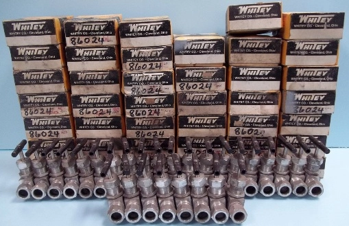 6 WHITEY / SWAGELOK VALVE, NO S-18VS12, &frac34;" STEEL TUBING NEEDLE VALVE, 2 VALVE PER BOX 82 VALVES IN