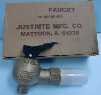 JUSTRITE MFG CO BRASS FAUCET NO9-540 FM APPROVED IN ORIGINAL PACKAGING 