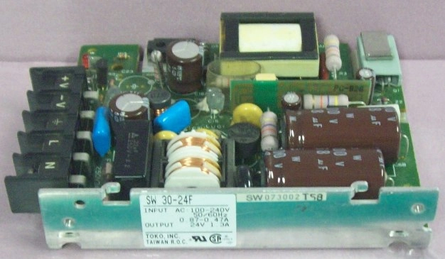 TOKO INC TAIWAN ROC POWER SUPPLY BOARD, MODEL: SW 30-24 F, INPUT AC: 100-240 V, 50/60 HZ, 087