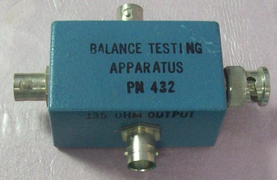 BALANCE TESTING APPARATUS, : 432, 135 OHM OUTPUT