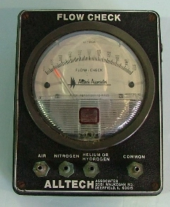 ALLTECH FLOW CHECK CAT NO 7080 AIR 0-500CC/MIN HYDROGEN 0-200CC/MIN NITROGEN AND HELIUM 0-100 CC/MIN